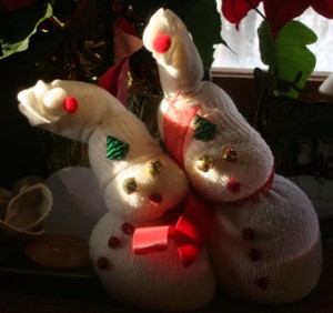 These squishy snowmen work well in pairs