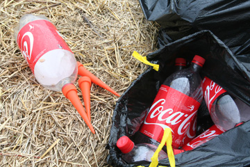 plant-360-8 irrigation tubes and empty Coke two-liters