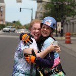 Erin's mom celebrates with a hug